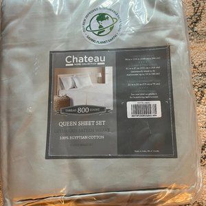 Luxury 800 Thread Count Egyptian Cotton Queen Sheet set - soft aqua color NWT